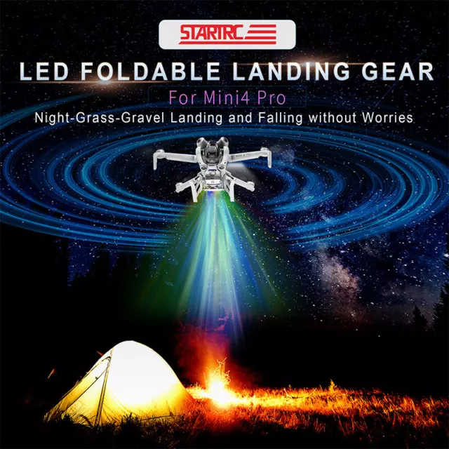 LED Flashing Light Landing Gear for DJI Mini 4 Pro Drone Foldable Tripod HAU