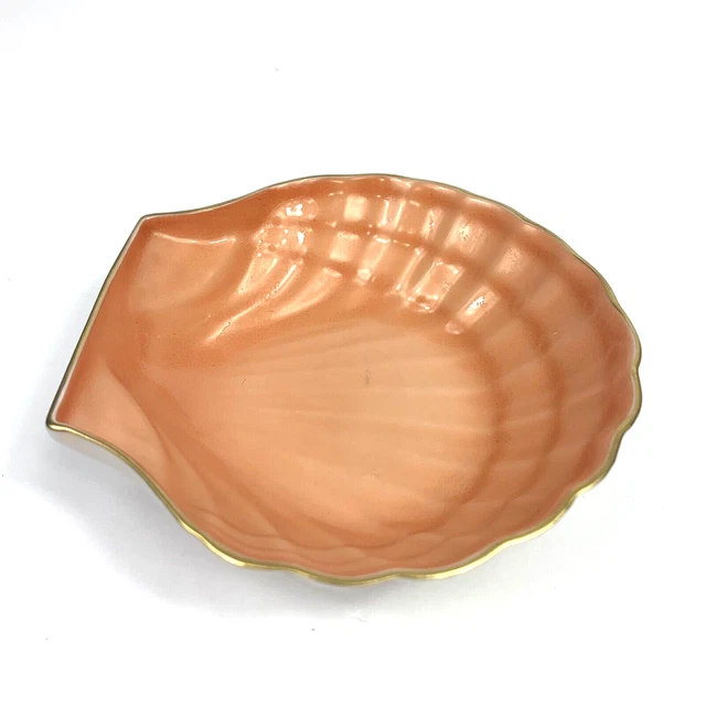 Mottahedeh Vista Alegre  Shell Shaped Bowl Dish Gold trim vanity bath beach deco