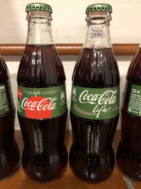 Rare Coca Cola LIFE  2 bottiglie vetro anno 2016/17 da 330 ml con Stevia Leggi: