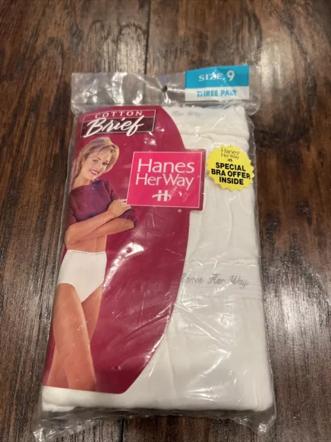 HANES HER WAY Pack Of 2 White Cotton Stretch Panties Size 5 - New