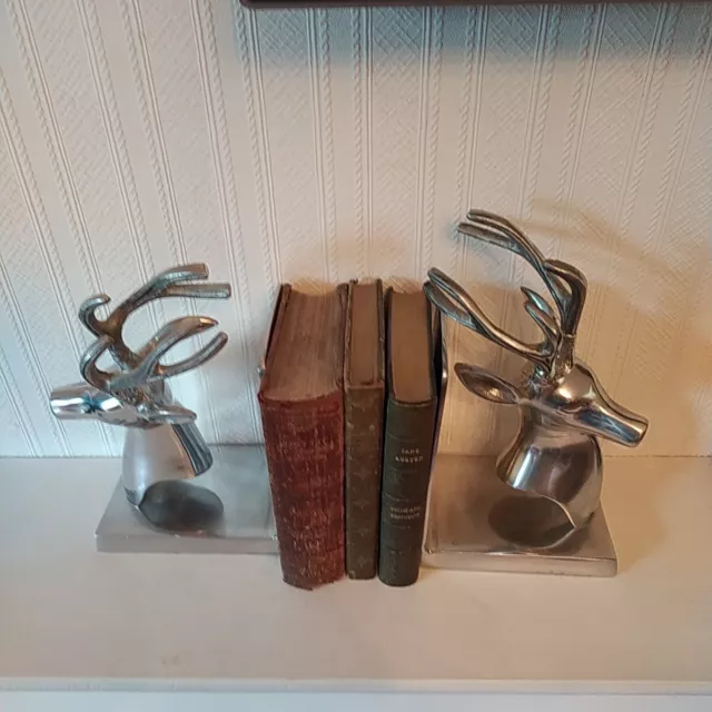 Deer Polished Alloy  Bookends, Minor Wear & Tear  Please See Photos 3