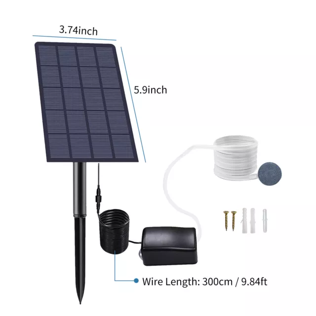 Solar Powered Oxygenator Aerator for Outdoor Pond Fish Tank Air Pump Oxygen