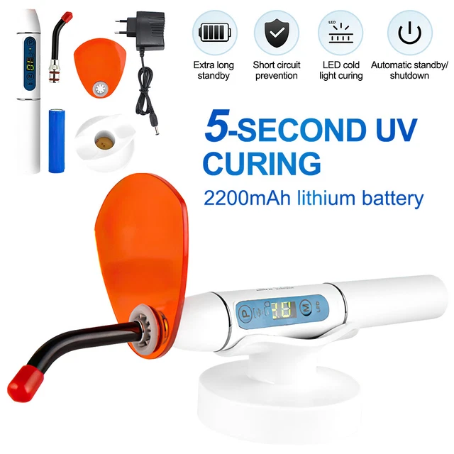 New UV Dental Wireless LED Curing Light Cure Lamp Curing Machine Rechargeable