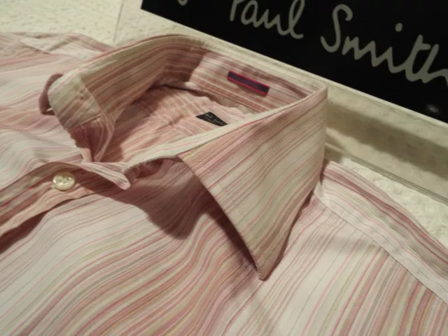 Camicia da uomo PAUL SMITH 🙂 taglia 16"" (PETTO 44") 🙂 Righe sottili £95+  strisce caramelle