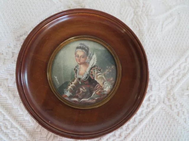 ancien portrait miniature d une élégante signé Dallery " l'étude de Fragonard "