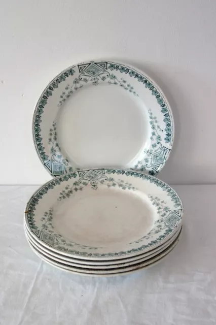 lot de 6 assiettes plates Caumartin K&G Luneville vintage terre de fer