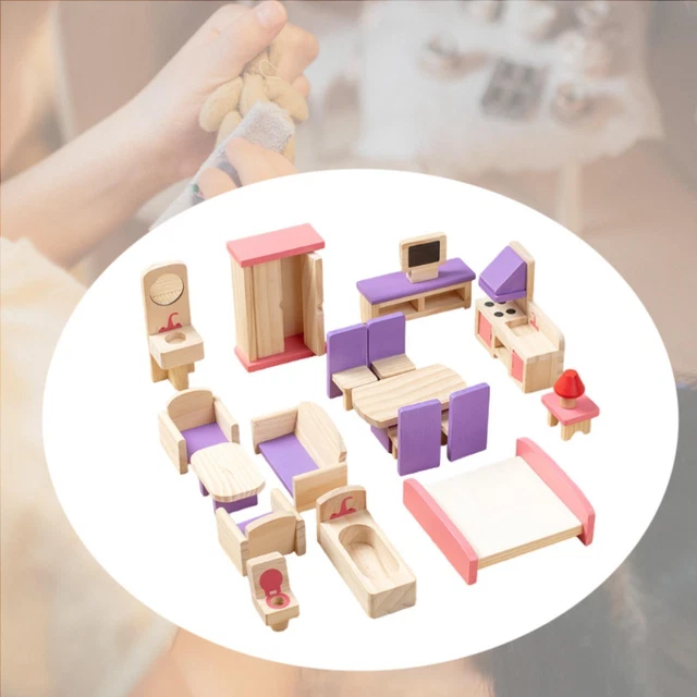 Ensemble De Meubles Pour Maison De Poupée 34 Pièces - Cuisine, Salon, Chambre, Salle De Bain, En Plastique Coloré