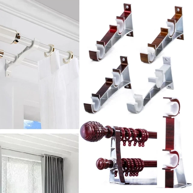 Double Curtain Rod Bracket Window Hardware Holder Metal Double Rod Bracket