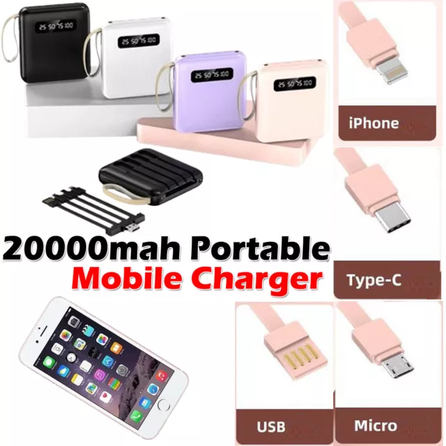 2024 New Mini Power Bank 20000mA Four USB External Battery Charger Cases Portabl