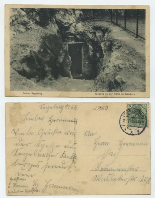 86077 - Segeberg - Entrada a la cueva en Kalkberg - Postal, funcionado 19.7.1906