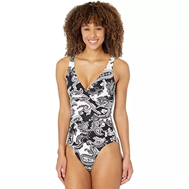 $128 Ralph Lauren Paisley Twist Front Underwire One-Piece Size 8 NWOT