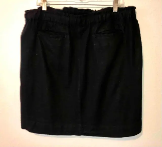 CASLON womens L - BLACK Linen DRAWSTRING ELASTIC WAIST casual 4 pocket skirt