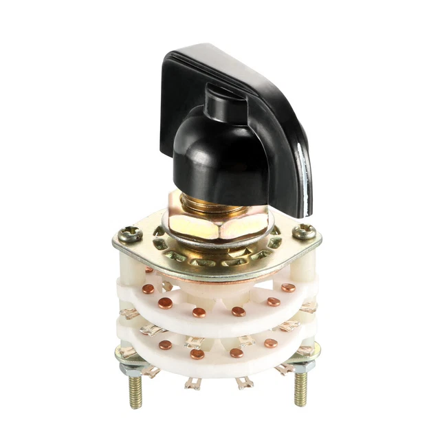 2P6T 2 Pole 6 Throw 2 Deck Band Channel Rotary Switch Selector with Plastic Knob