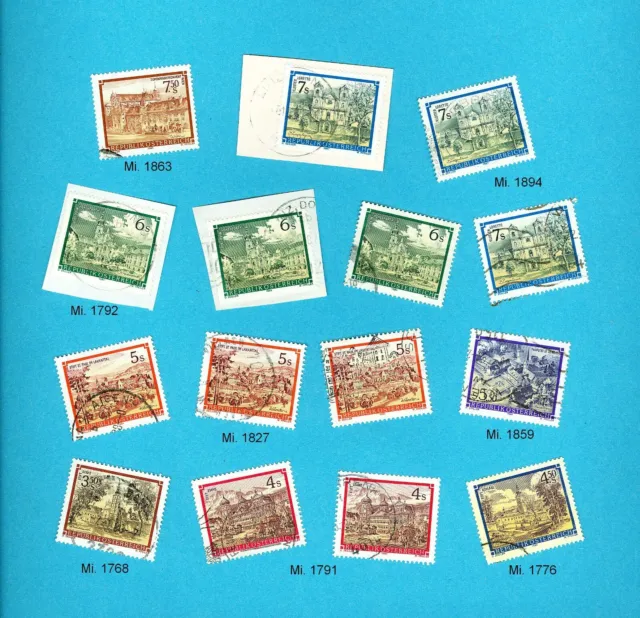 Republik Österreich 1984-87, Klöster, Lot Briefmarken 15 pcs.