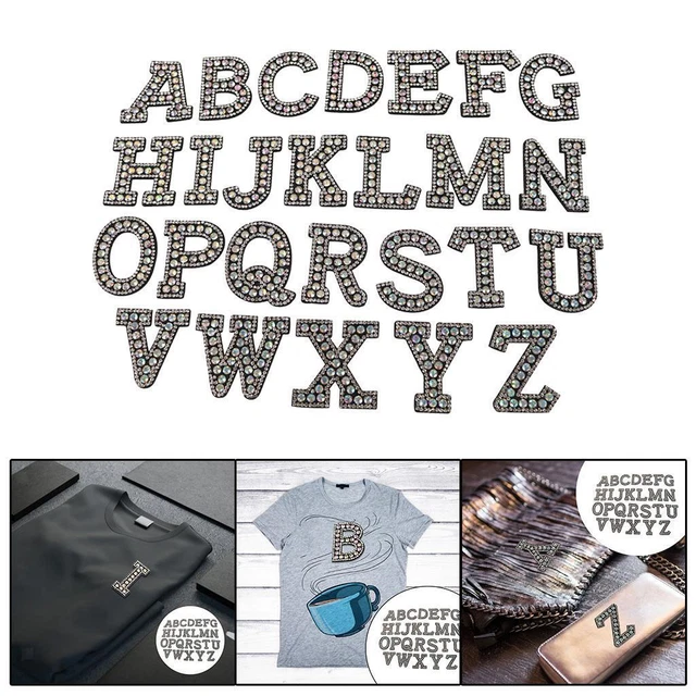26pcs Rhinestone Letter Applique Clothing sticker Repair Black