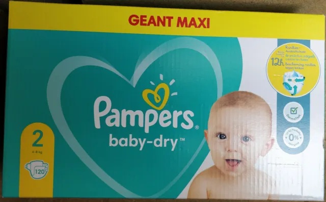 120 COUCHES PAMPERS BABY DRY taille 2 ( 4 - 8 kg ) NEUF