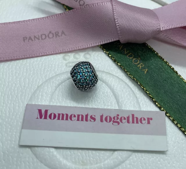 Pandora Pave Lights with Teal Zirconia 791051MCZ Retired Genuine Ale