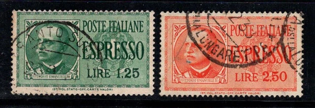 Italie 1932-33 Sass. 15-16 Oblitéré 100% exprés V. Emanuele III,1,25 l, 2,5...-