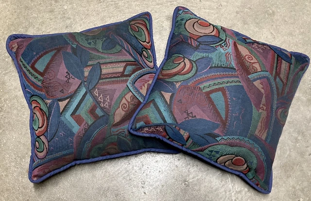 2 Art Deco pattern  13”  Throw Pillow Covers and Inserts (retired IKEA fabric)