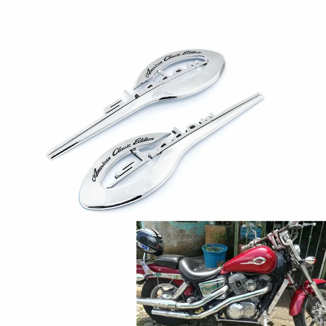 2X CHROME FUEL Gas Tank Emblem Badge Decal Sticker For Honda Shadow
