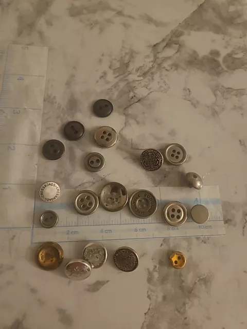 Mixed Lot Brass Metal Vtg Retro Buttons 20 piece H213