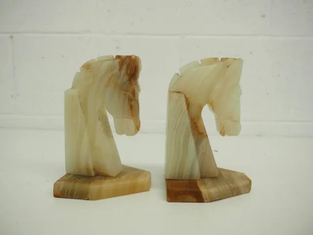 Vintage Carved Stallion Marble Bookends Set. Good Condition. Bargain. Marsfield