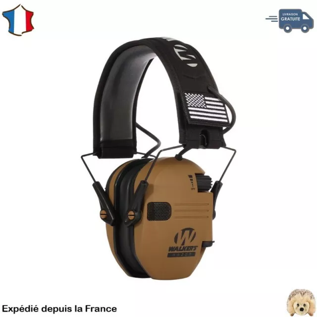 Casque anti-bruit électronique WALKER'S - Protection auditive active - Marron