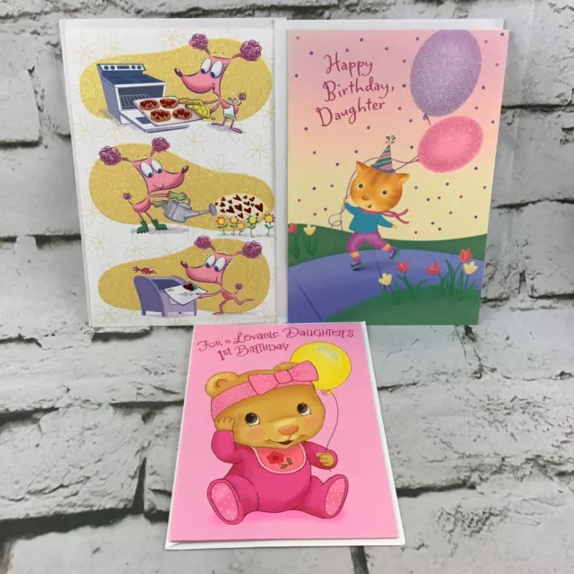 Hallmark Happy Birthday Daughter Girlie Greeting Cards Lot Of 3 With Envelopes