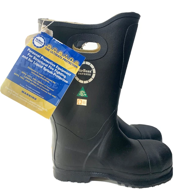 AIRBOSS DEFENCE PPE Fire Fighting Rubber Boots Steel Toe Cap CBRN Size