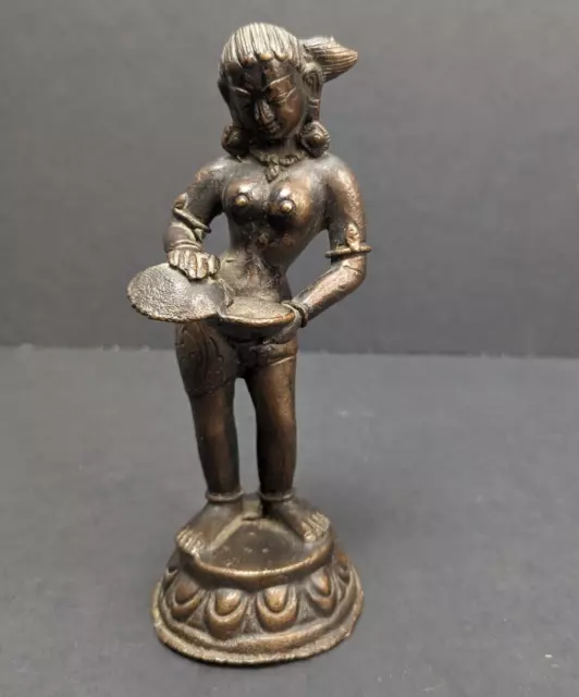 Antique Burma Southeast Asian Female Standing Buddha Statue Bronze