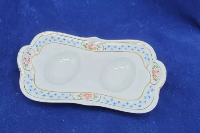 Hand Painted Nippon Egg Serving Plate Dish 2 Slot Tray