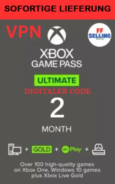 [VPN] XBOX Game Pass Ultimate + XBOX GOLD LIVE– 2 Monate - Digitaler Code Sofort