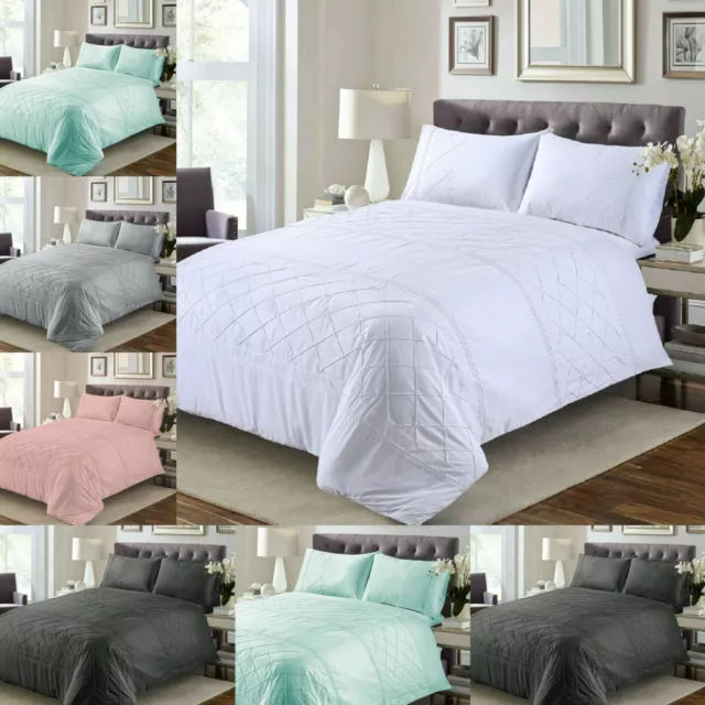 King Size Belmont Pintuck Duvet Cover 200 TC Bedding Sets 100% Egyptian cotton