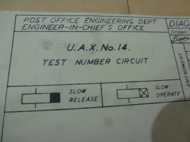 GPO STROWGER DIAGRAM Uax 14 Test Number Circuit £3.99 - PicClick UK