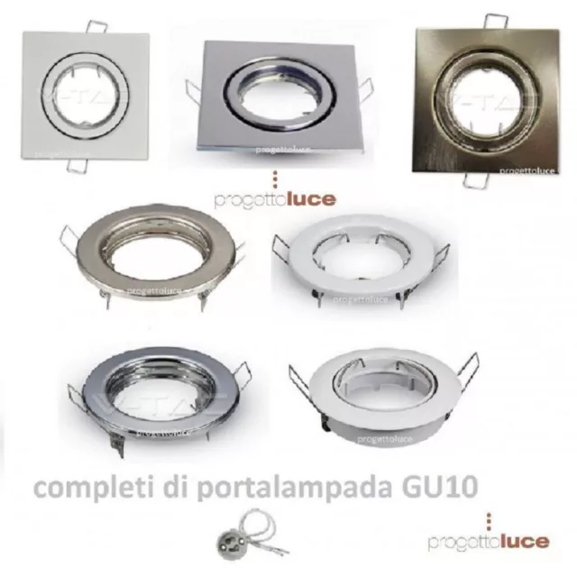 Porta Faretto ORIENTABILE da Incasso Lampadine LED PortafarettI GU10  COB