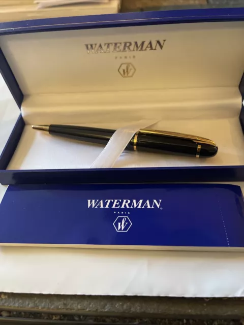 Waterman Blue Ballpoint Twist Action Pen—Gold Trim