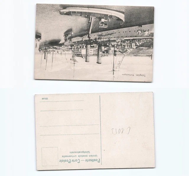 (c1053)   AnsichtskarteSMS Tiger or Luchs in the Wharf of Tsingtau, unused