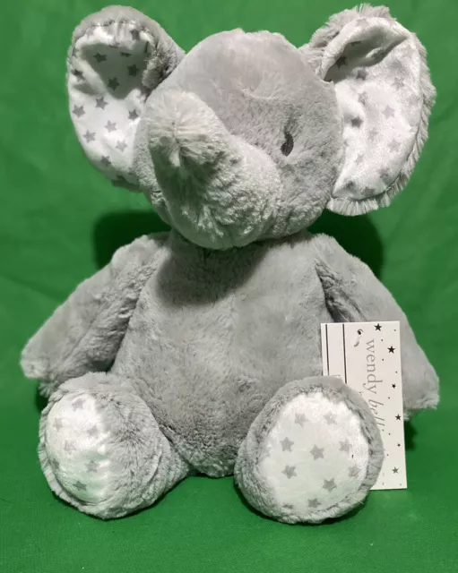 NWT Wendy Bellissimo Grey Elephant Stars 14” Plush Stuffed Animal Boys New