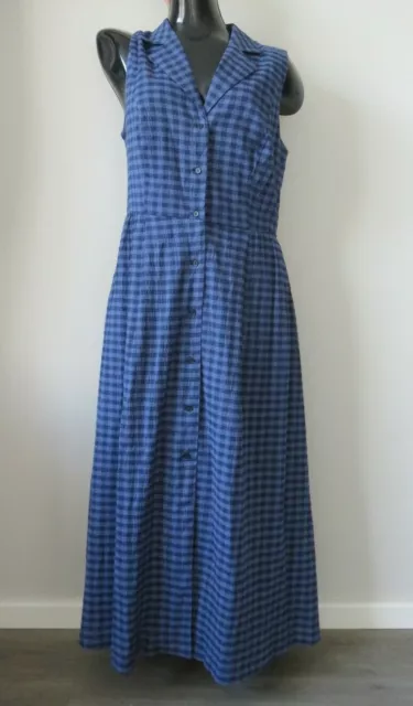 Dkny Donna Karan New York Blue Check Shirt Button Through Summer Dress 10 38 New