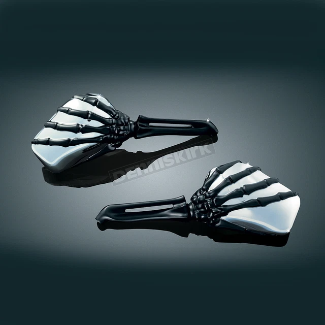 Kuryakyn Black Skeleton Hand w/ Chrome Head Mirrors - 1764