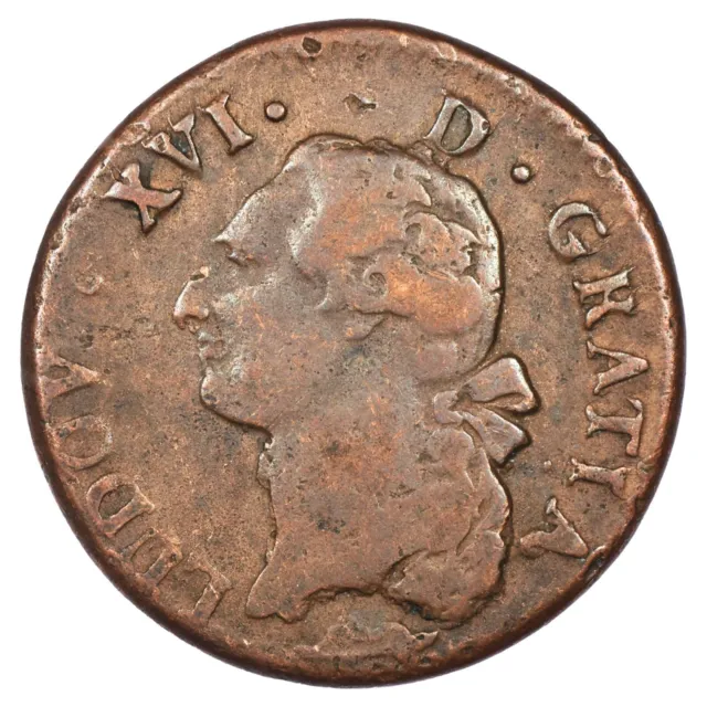 France - Louis XVI sol à l'écu 1782 & Aix cuivre KM.578 Gad.350 Dy.1714 monnaie