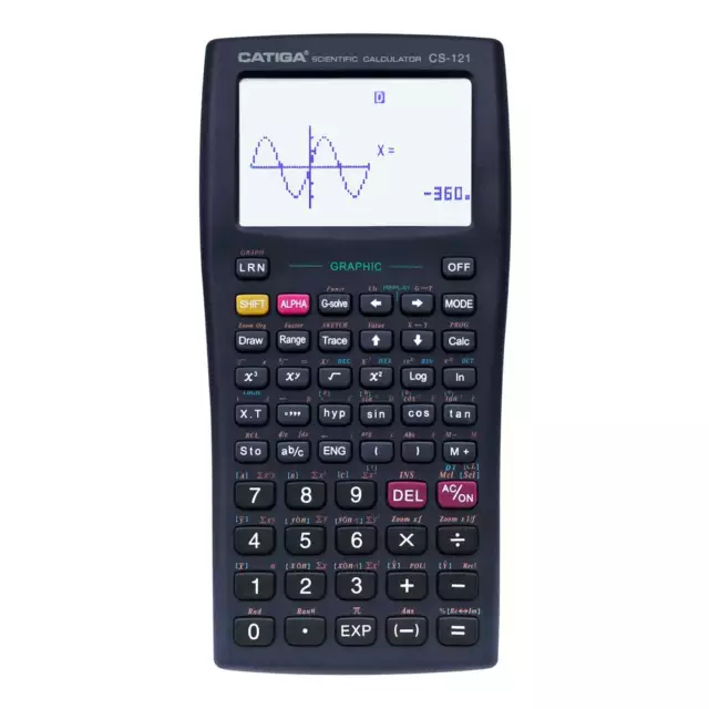 Adesso CS-121B Catiga Scentific Graphing Engineering 280 Func Calculator Black