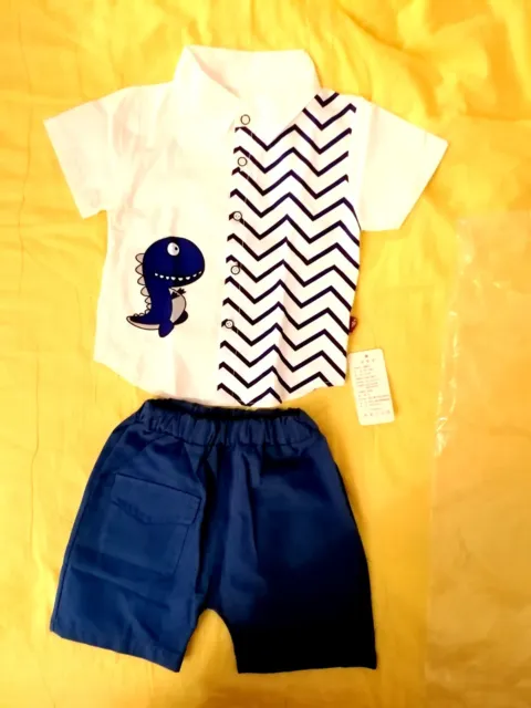Baby Jungen Sommer Bekleidung Set Kurzarm Hemd + Baumwollshorts Hosen Set