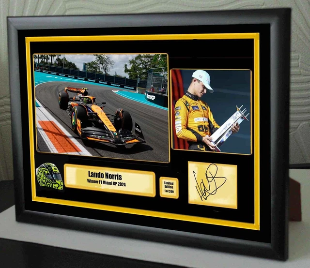 Lando Norris McLaren F1 Driver 2021 Signed Mounted Photo A4