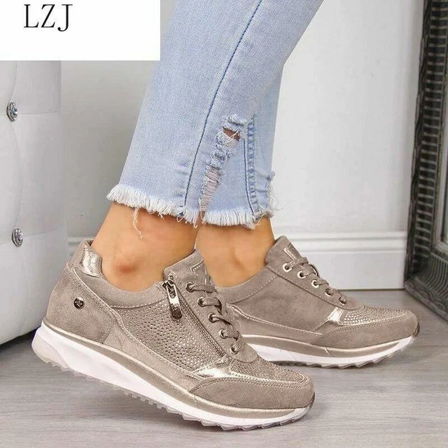 Zapatos Deportivos Para Mujer Zapatillas De Plataforma Con Cuña Moda Casual  Lujo