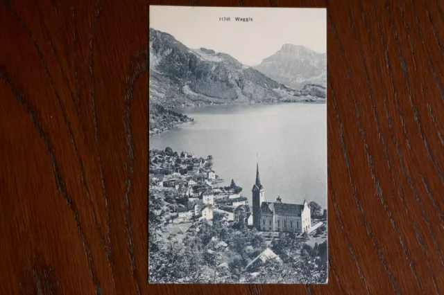 AK Weggis Luzern 1911 gelaufen Kirche Häuser Vierwaldstättersee Berge