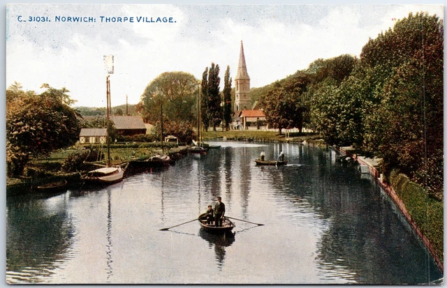 VINTAGE POSTCARD BOATING AT THORPE VILLAGE IN NORWICH ENGLAND UK 1910s