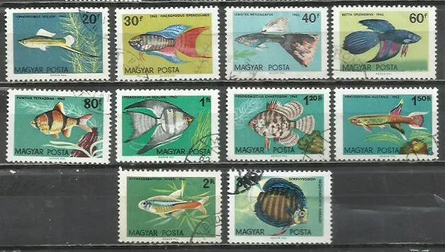 0431M-Serie Completa Hungria 1962 Nº 1495/1504 Peces. Fauna Marina.