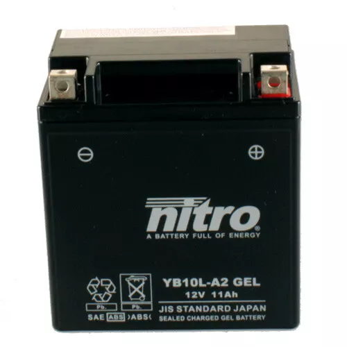 Motorrad Batterie Nitro NB10L-A2/ YB10L-A2 SLA GEL geschlossen 12V|11Ah|CCA:160A