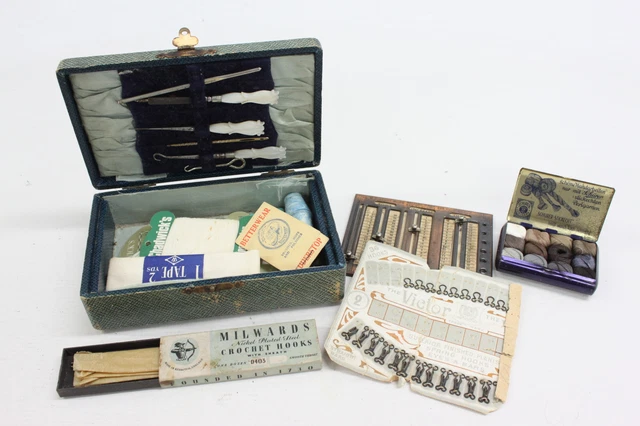 3 x Antik/Vintage Kurzwaren Inc Nähbox, MILWARDS, SCHURER usw.